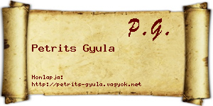 Petrits Gyula névjegykártya